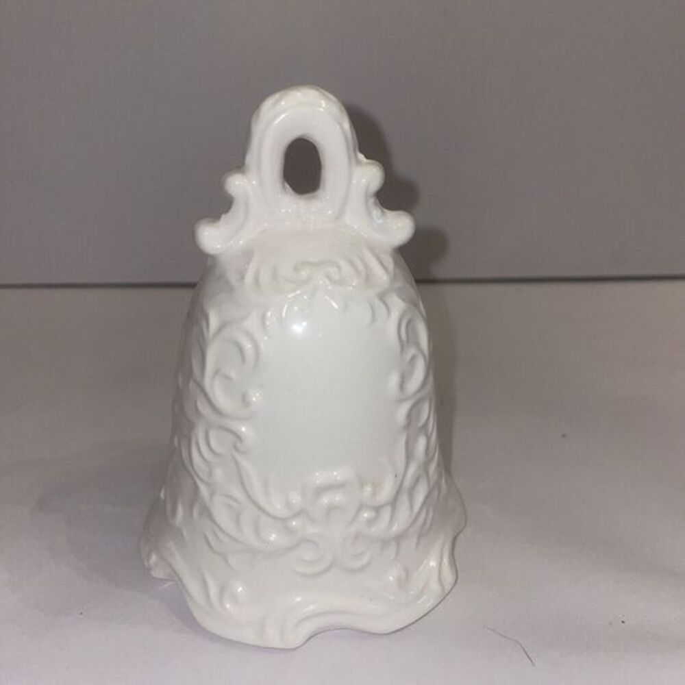 Vintage Napcoware From Japan. White Ornate Ceramic Handbell